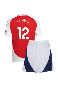 Arsenal Jurrien Timber #12 Jalkapallovaatteet Lasten Kotipeliasu 2024-25 Lyhythihainen (+ Lyhyet housut)